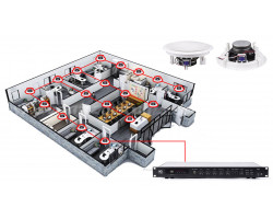 Акустична система для офісу 18 стельових динаміків TOA